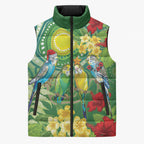 Australia Budgerigars Parakeets Personalised Sleeveless Puffer Jacket Cute Budgies Santa Tropical Flowers