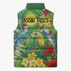 Australia Budgerigars Parakeets Personalised Sleeveless Puffer Jacket Cute Budgies Santa Tropical Flowers