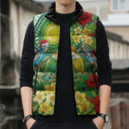 Australia Budgerigars Parakeets Personalised Sleeveless Puffer Jacket Cute Budgies Santa Tropical Flowers