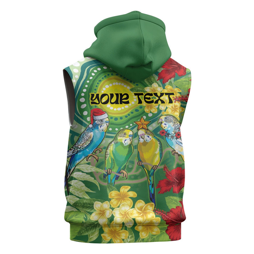 Australia Budgerigars Parakeets Personalised Sleeveless Zip Hoodie Cute Budgies Santa Tropical Flowers