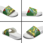 Australia Budgerigars Parakeets Personalised Slide Sandals Cute Budgies Santa Tropical Flowers