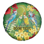 Australia Budgerigars Parakeets Personalised Spare Tire Cover Cute Budgies Santa Tropical Flowers