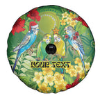 Australia Budgerigars Parakeets Personalised Spare Tire Cover Cute Budgies Santa Tropical Flowers