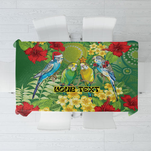 Australia Budgerigars Parakeets Personalised Tablecloth Cute Budgies Santa Tropical Flowers