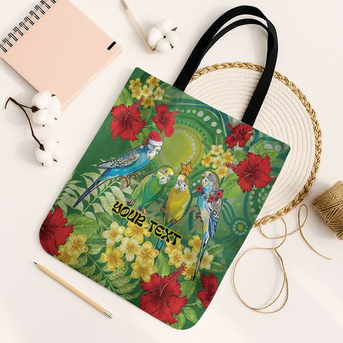 Australia Budgerigars Parakeets Personalised Tote Bag Cute Budgies Santa Tropical Flowers