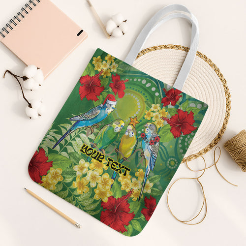 Australia Budgerigars Parakeets Personalised Tote Bag Cute Budgies Santa Tropical Flowers