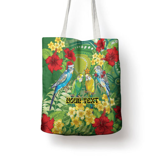 Australia Budgerigars Parakeets Personalised Tote Bag Cute Budgies Santa Tropical Flowers