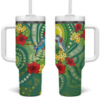 Australia Budgerigars Parakeets Personalised Tumbler With Handle Cute Budgies Santa Tropical Flowers