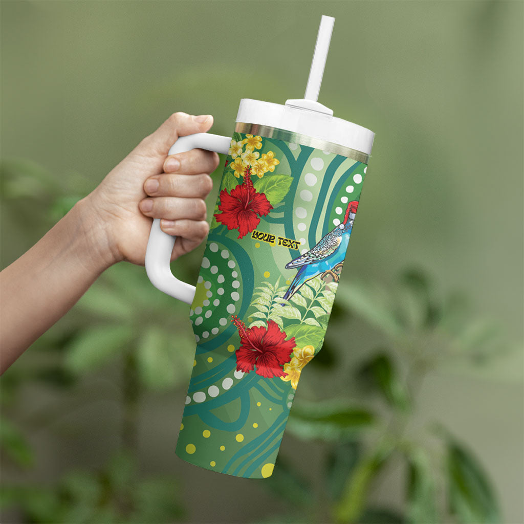Australia Budgerigars Parakeets Personalised Tumbler With Handle Cute Budgies Santa Tropical Flowers