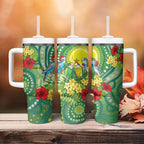 Australia Budgerigars Parakeets Personalised Tumbler With Handle Cute Budgies Santa Tropical Flowers