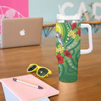 Australia Budgerigars Parakeets Personalised Tumbler With Handle Cute Budgies Santa Tropical Flowers