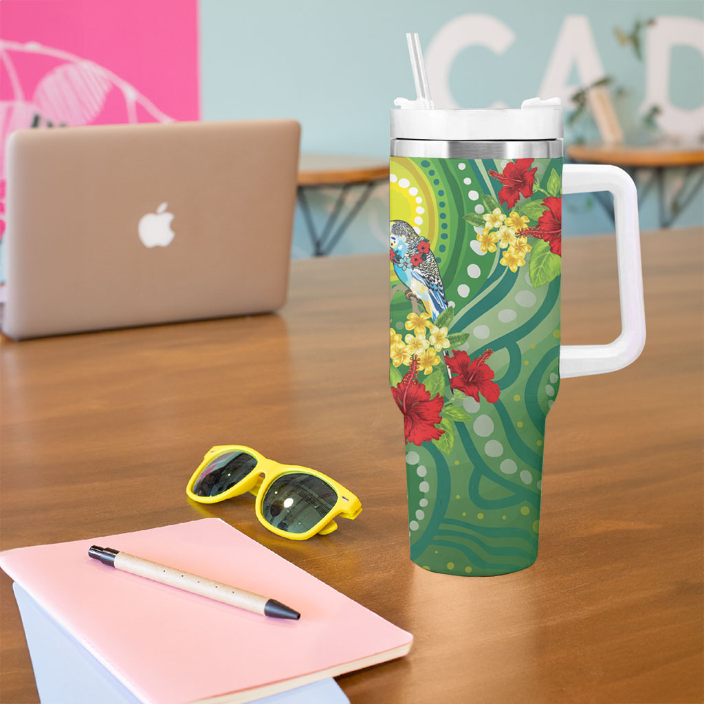 Australia Budgerigars Parakeets Personalised Tumbler With Handle Cute Budgies Santa Tropical Flowers