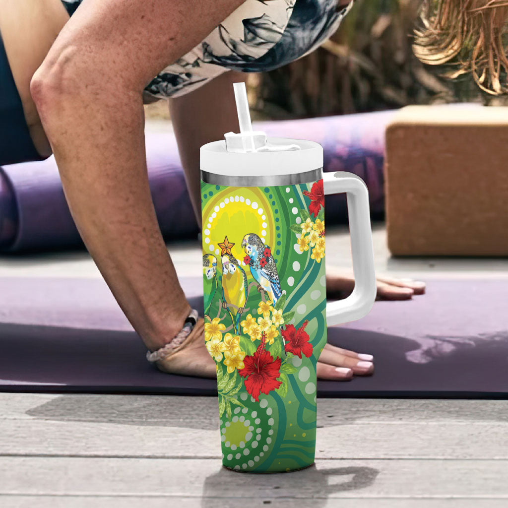 Australia Budgerigars Parakeets Personalised Tumbler With Handle Cute Budgies Santa Tropical Flowers