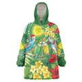 Australia Budgerigars Parakeets Personalised Wearable Blanket Hoodie Cute Budgies Santa Tropical Flowers