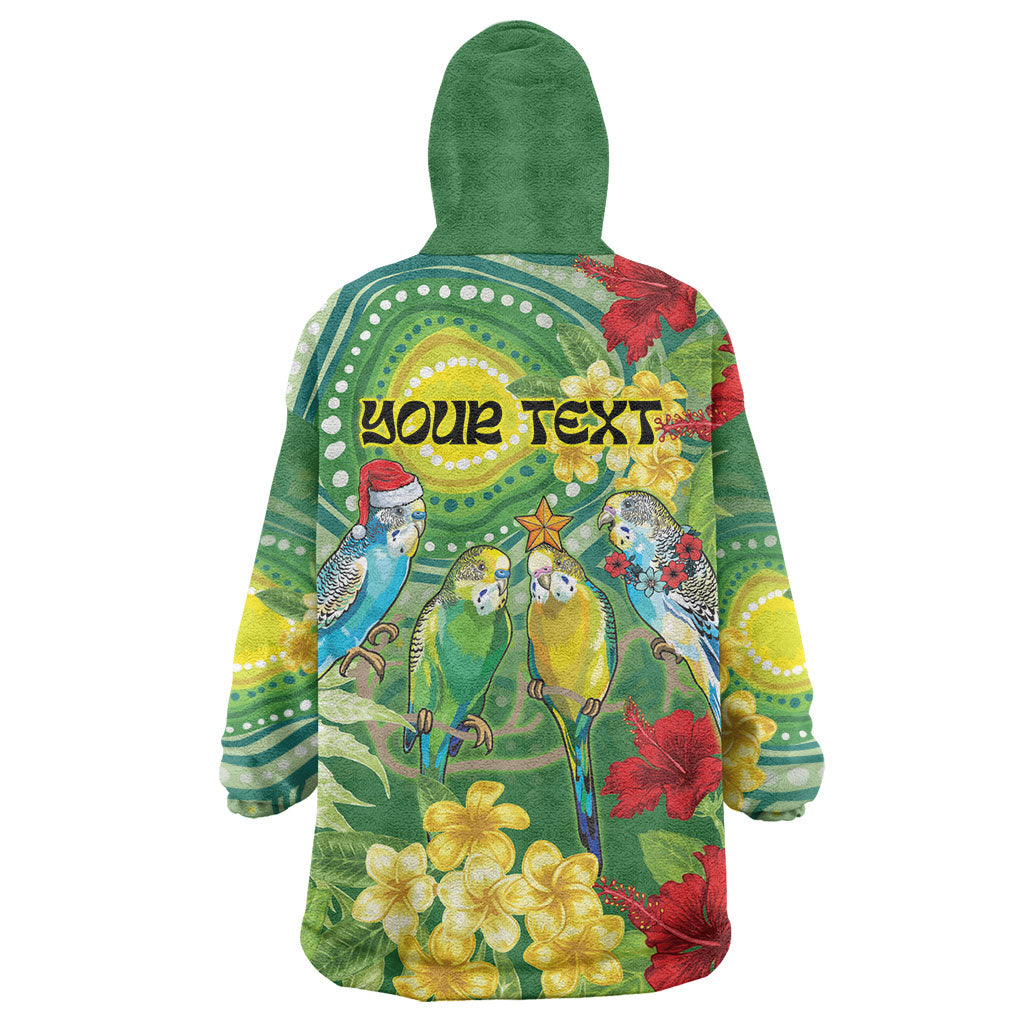 Australia Budgerigars Parakeets Personalised Wearable Blanket Hoodie Cute Budgies Santa Tropical Flowers