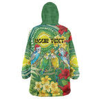 Australia Budgerigars Parakeets Personalised Wearable Blanket Hoodie Cute Budgies Santa Tropical Flowers