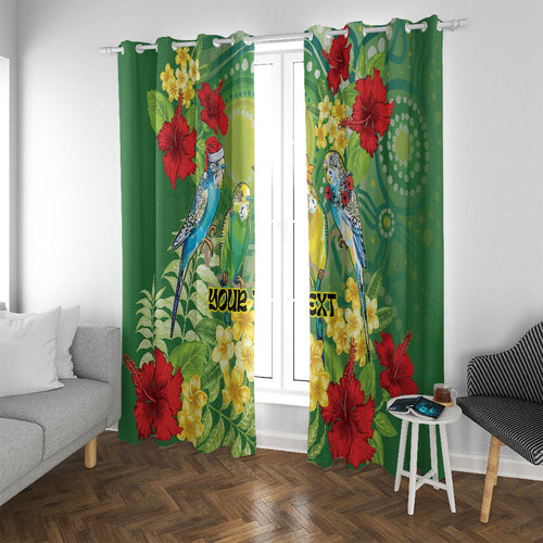 Australia Budgerigars Parakeets Personalised Window Curtain Cute Budgies Santa Tropical Flowers