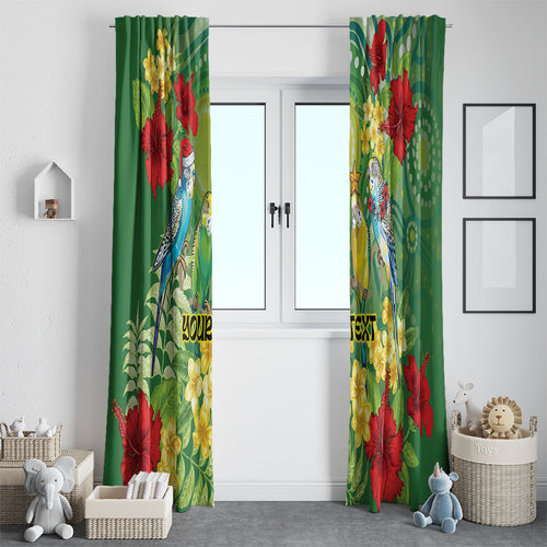 Australia Budgerigars Parakeets Personalised Window Curtain Cute Budgies Santa Tropical Flowers