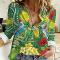 Australia Budgerigars Parakeets Personalised Women Casual Shirt Cute Budgies Santa Tropical Flowers