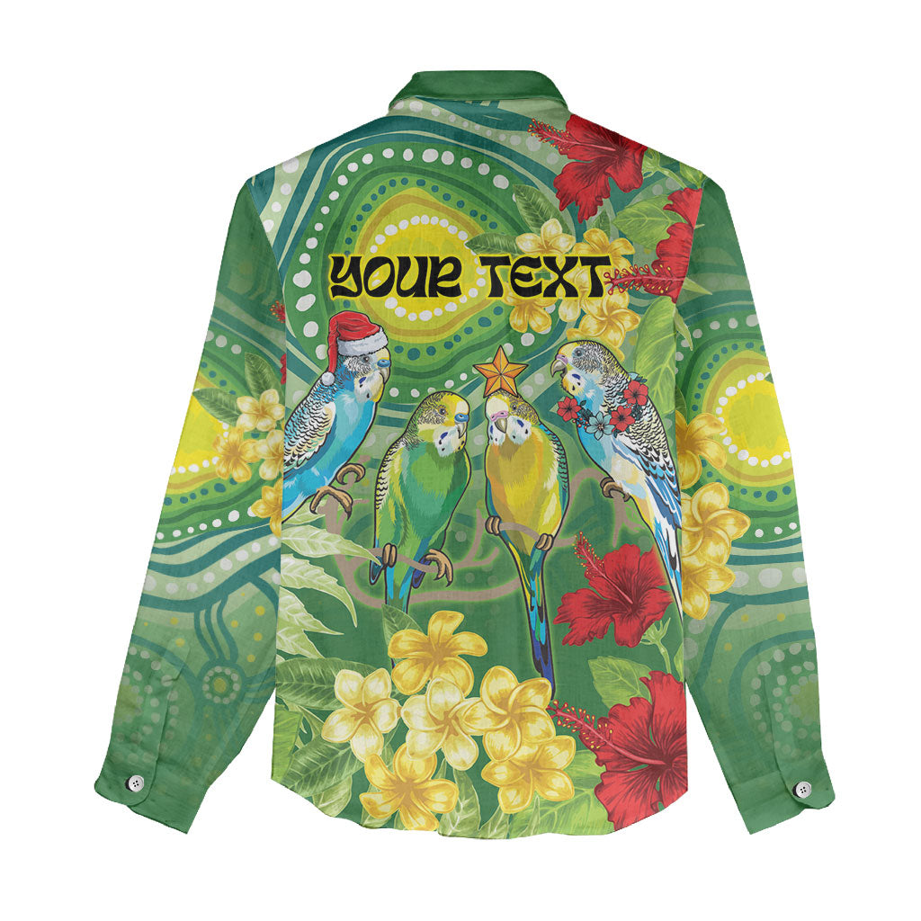 Australia Budgerigars Parakeets Personalised Women Casual Shirt Cute Budgies Santa Tropical Flowers