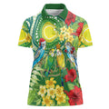 Australia Budgerigars Parakeets Personalised Women Polo Shirt Cute Budgies Santa Tropical Flowers