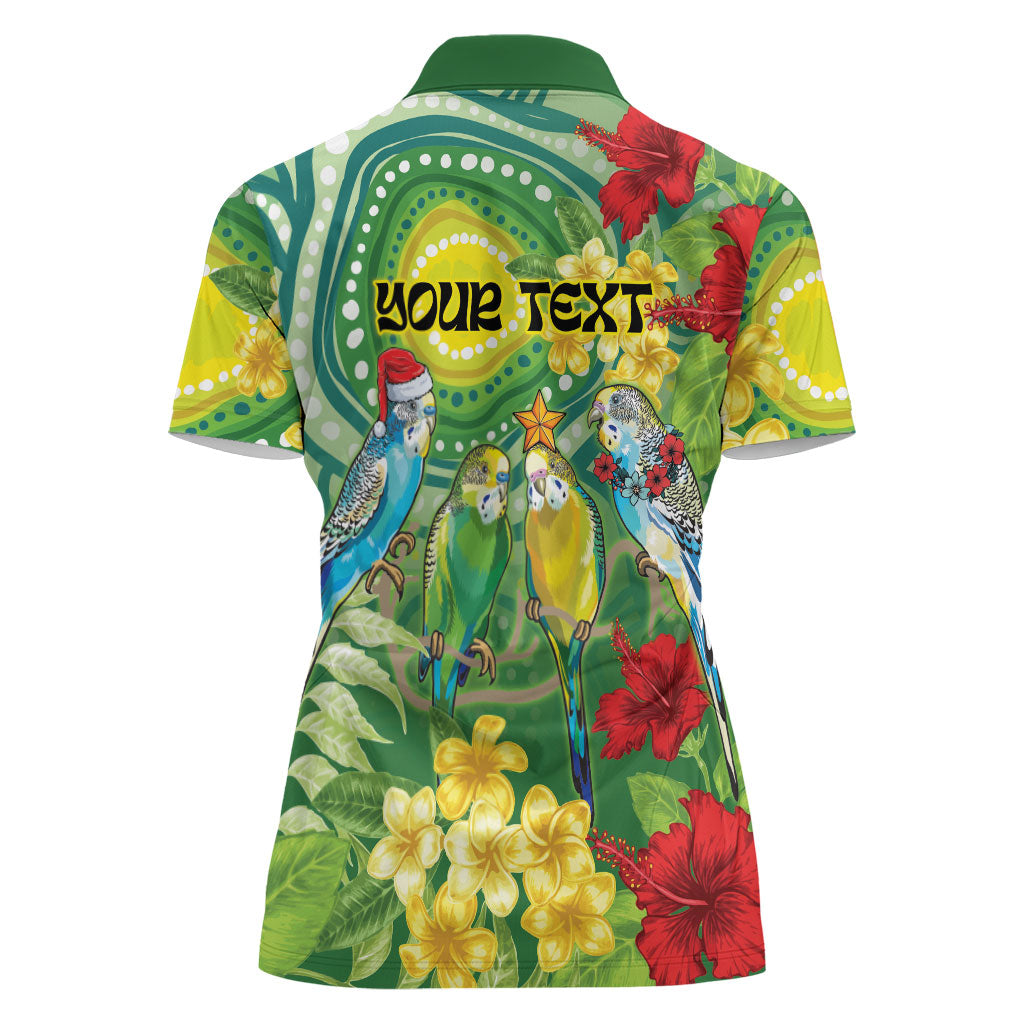 Australia Budgerigars Parakeets Personalised Women Polo Shirt Cute Budgies Santa Tropical Flowers