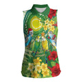 Australia Budgerigars Parakeets Personalised Women Sleeveless Polo Shirt Cute Budgies Santa Tropical Flowers