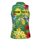 Australia Budgerigars Parakeets Personalised Women Sleeveless Polo Shirt Cute Budgies Santa Tropical Flowers