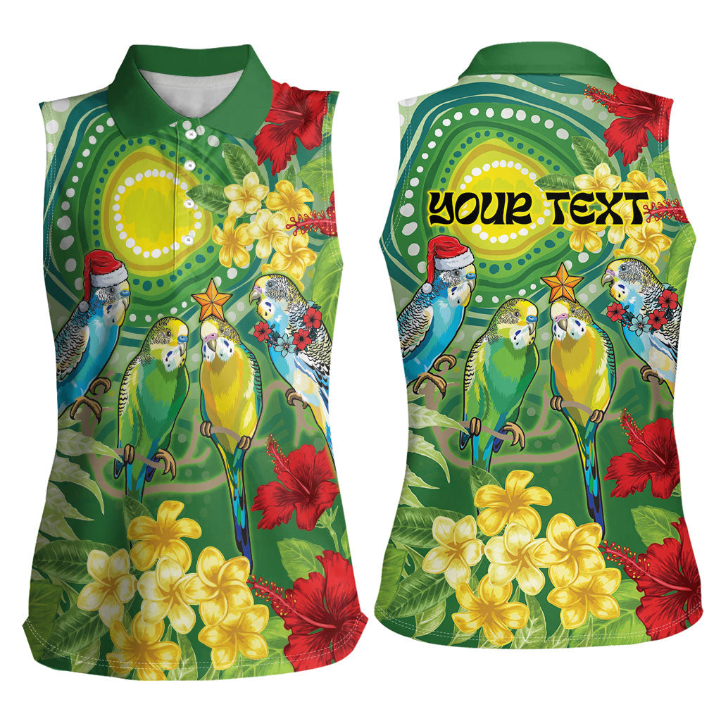 Australia Budgerigars Parakeets Personalised Women Sleeveless Polo Shirt Cute Budgies Santa Tropical Flowers