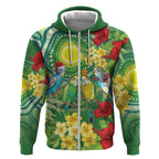 Australia Budgerigars Parakeets Personalised Zip Hoodie Cute Budgies Santa Tropical Flowers