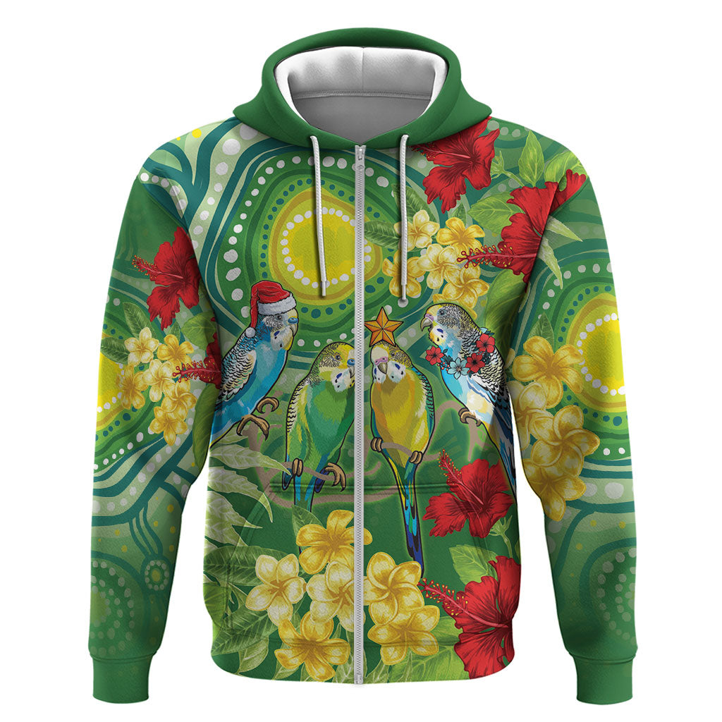 Australia Budgerigars Parakeets Personalised Zip Hoodie Cute Budgies Santa Tropical Flowers