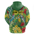 Australia Budgerigars Parakeets Personalised Zip Hoodie Cute Budgies Santa Tropical Flowers