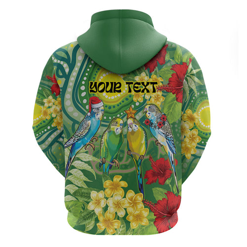 Australia Budgerigars Parakeets Personalised Zip Hoodie Cute Budgies Santa Tropical Flowers
