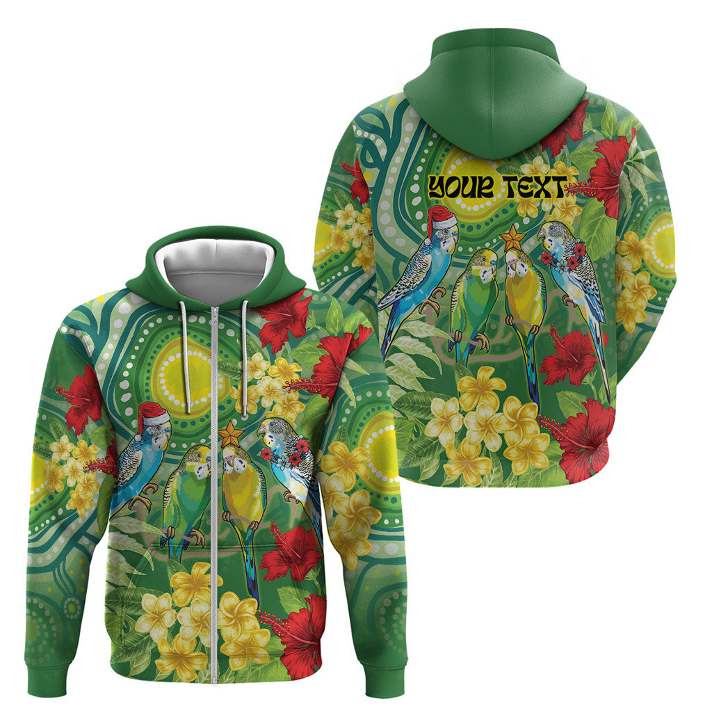 Australia Budgerigars Parakeets Personalised Zip Hoodie Cute Budgies Santa Tropical Flowers
