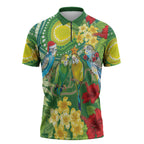 Australia Budgerigars Parakeets Personalised Zipper Polo Shirt Cute Budgies Santa Tropical Flowers