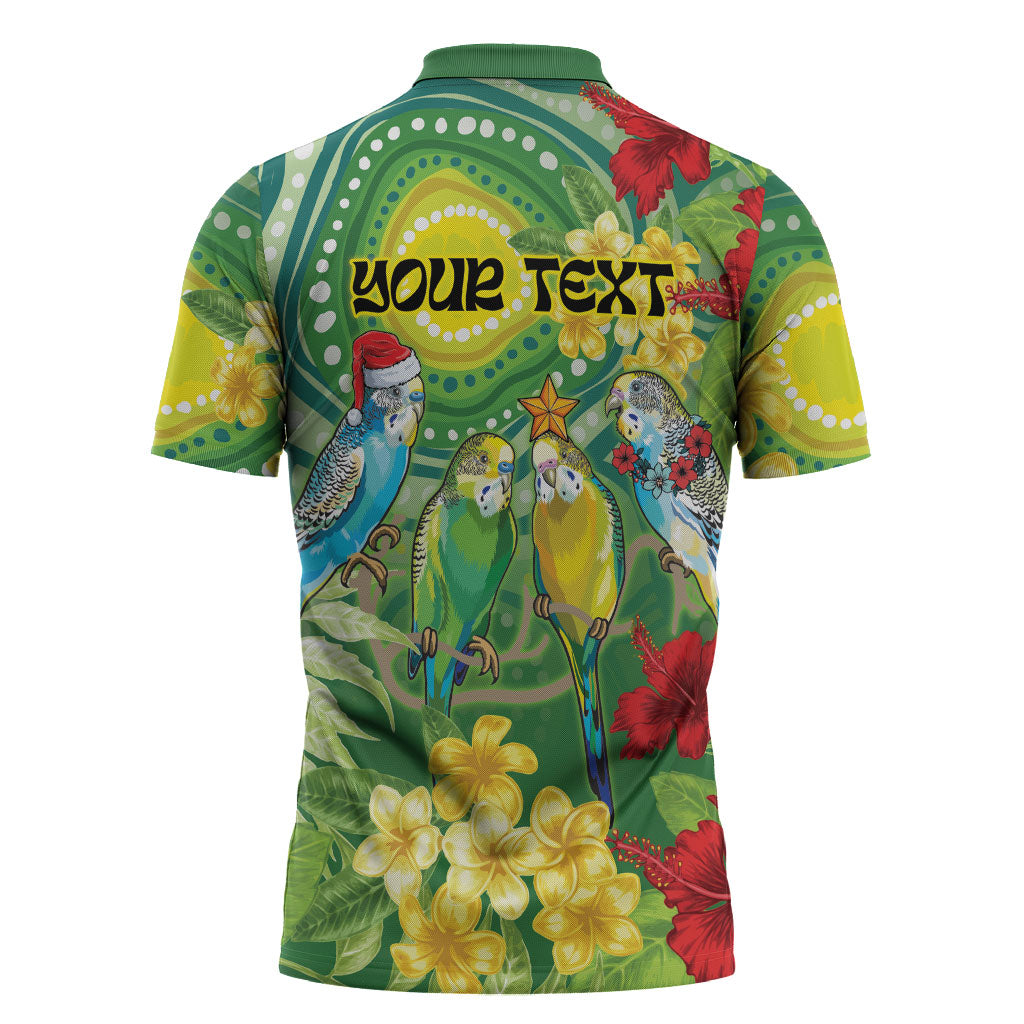 Australia Budgerigars Parakeets Personalised Zipper Polo Shirt Cute Budgies Santa Tropical Flowers