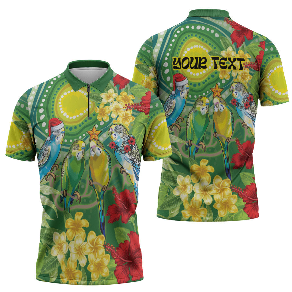 Australia Budgerigars Parakeets Personalised Zipper Polo Shirt Cute Budgies Santa Tropical Flowers