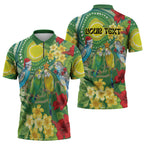 Australia Budgerigars Parakeets Personalised Zipper Polo Shirt Cute Budgies Santa Tropical Flowers