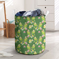 Australia Budgerigars Parakeets Laundry Basket Green And Yellow Bird Seamless Orchids Flowers