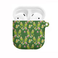 Australia Budgerigars Parakeets AirPods Case Green And Yellow Bird Seamless Orchids Flowers