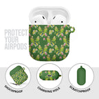 Australia Budgerigars Parakeets AirPods Case Green And Yellow Bird Seamless Orchids Flowers
