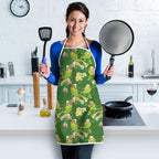 Australia Budgerigars Parakeets Apron Green And Yellow Bird Seamless Orchids Flowers