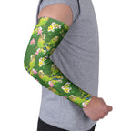 Australia Budgerigars Parakeets Arm Sleeves Green And Yellow Bird Seamless Orchids Flowers