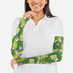 Australia Budgerigars Parakeets Arm Sleeves Green And Yellow Bird Seamless Orchids Flowers