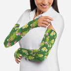 Australia Budgerigars Parakeets Arm Sleeves Green And Yellow Bird Seamless Orchids Flowers