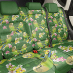 Australia Budgerigars Parakeets Back Car Seat Cover Green And Yellow Bird Seamless Orchids Flowers
