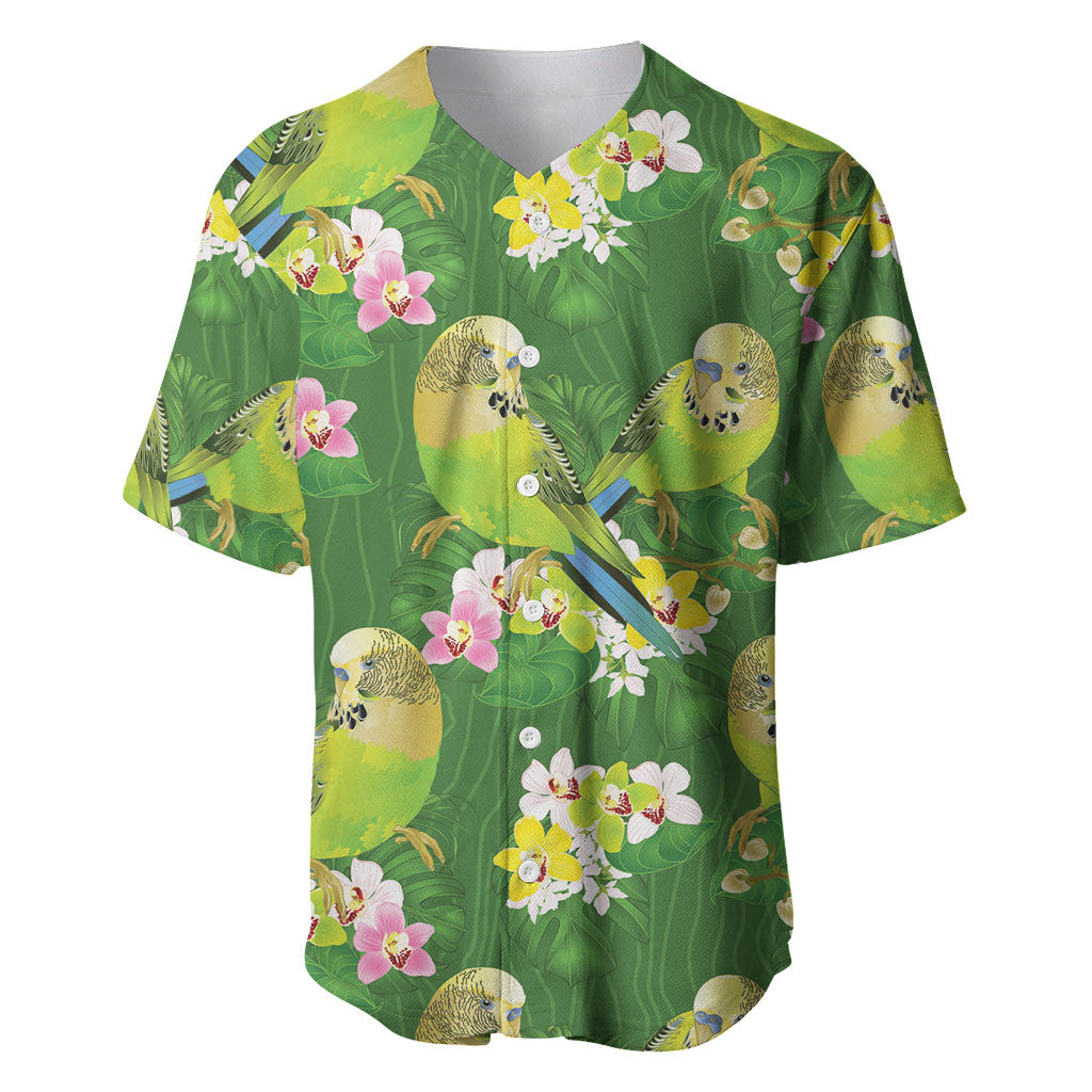Australia Budgerigars Parakeets Baseball Jersey Green And Yellow Bird Seamless Orchids Flowers