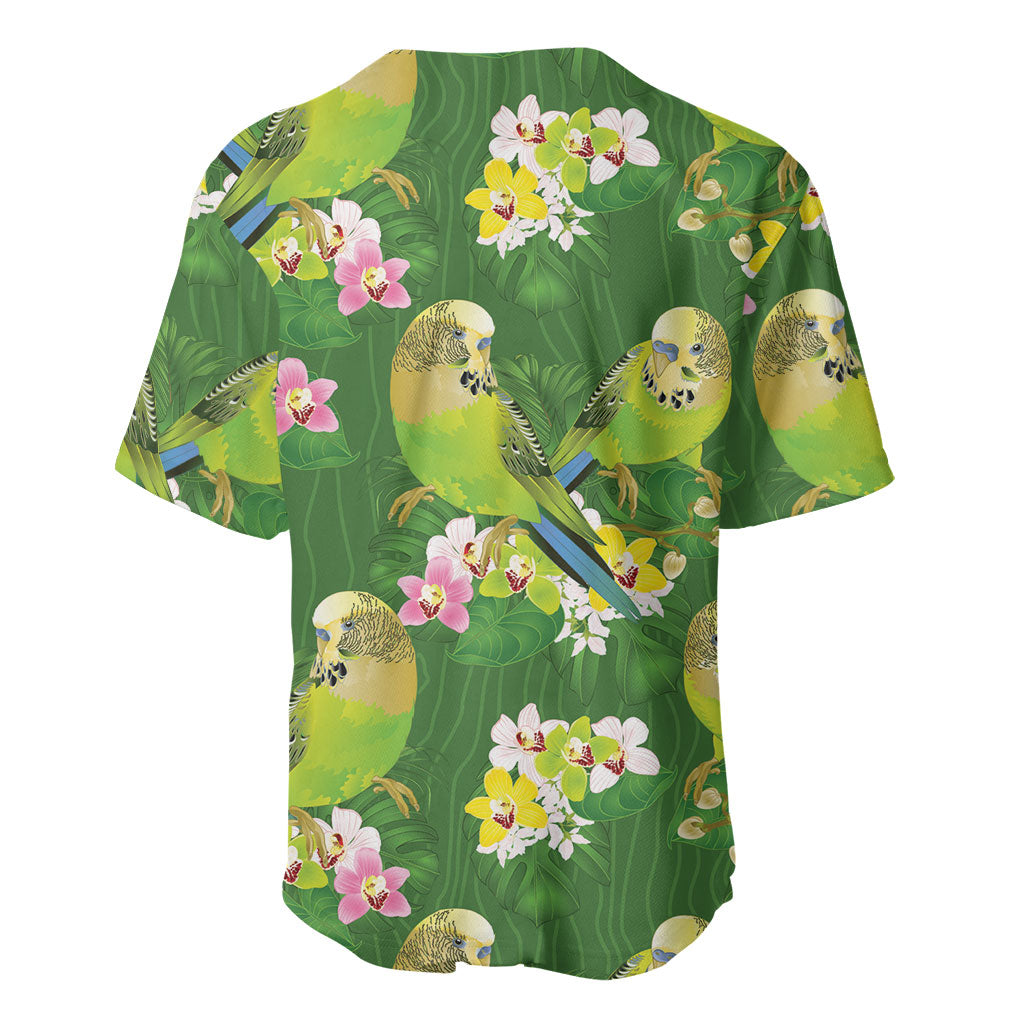 Australia Budgerigars Parakeets Baseball Jersey Green And Yellow Bird Seamless Orchids Flowers