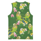 Australia Budgerigars Parakeets Basketball Jersey Green And Yellow Bird Seamless Orchids Flowers