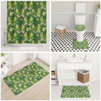 Australia Budgerigars Parakeets Bathroom Set Green And Yellow Bird Seamless Orchids Flowers